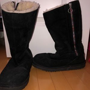 Tall black Ugg’s rainbow zipper